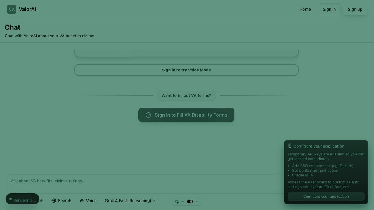 ValorAI product screenshot in dark mode